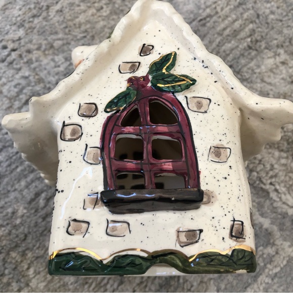 Blue Sky Clayworks “Holly Berry House” 2001 Heather Goldminc Tea Light No Base - Picture 4 of 14